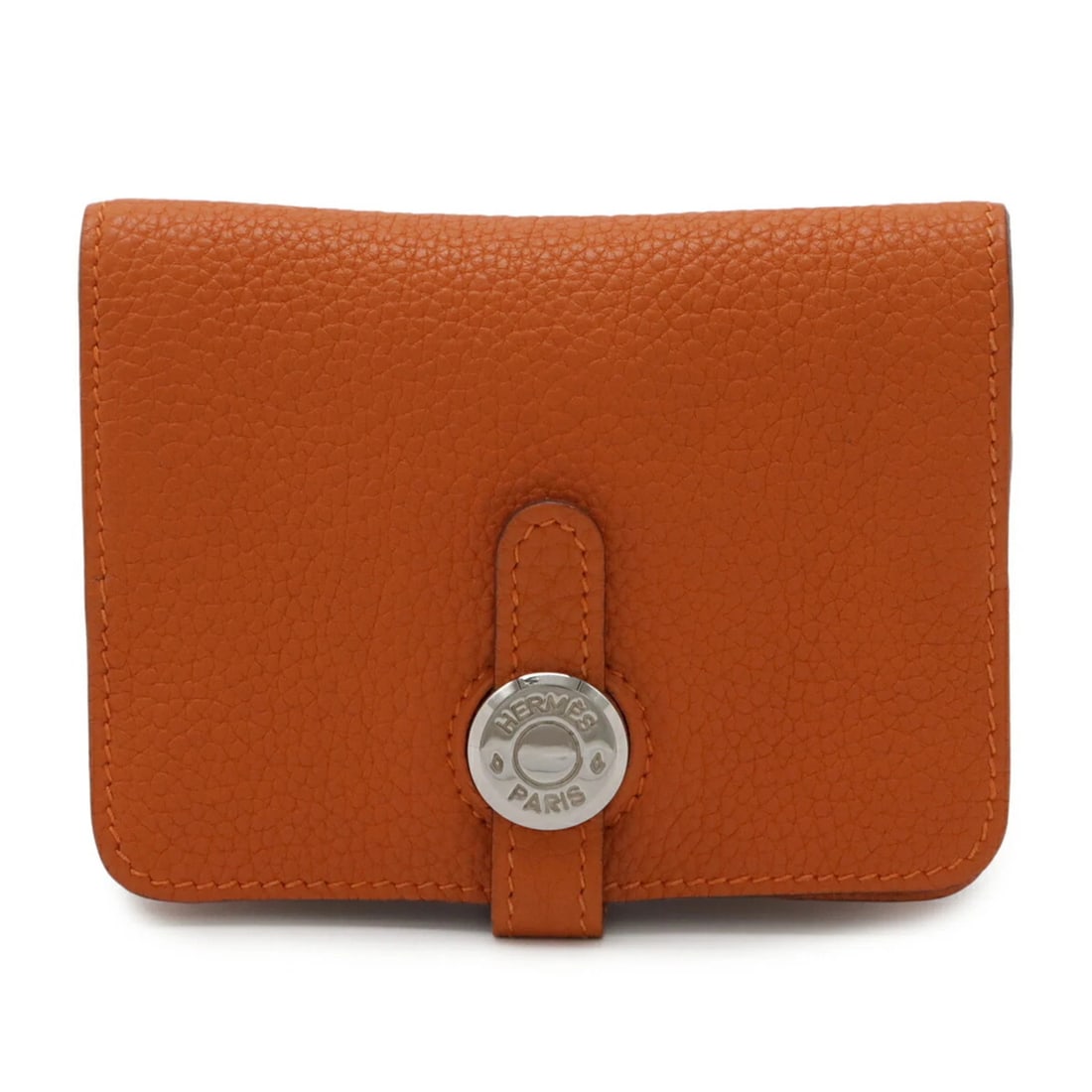 HERMES DOGON COMPACT WALLET/COIN PURSE, TOGO LEATHER: HERMES Dogon Compact Wallet/Coin Purse, Togo Leather Brand: Hermes Type/Style: Type Coin purse/coin case Material: Togo leather Color: Orange Size: (HxWxD) 8.5cm x 11cm / 3.34'' x 4.33'' Accessori