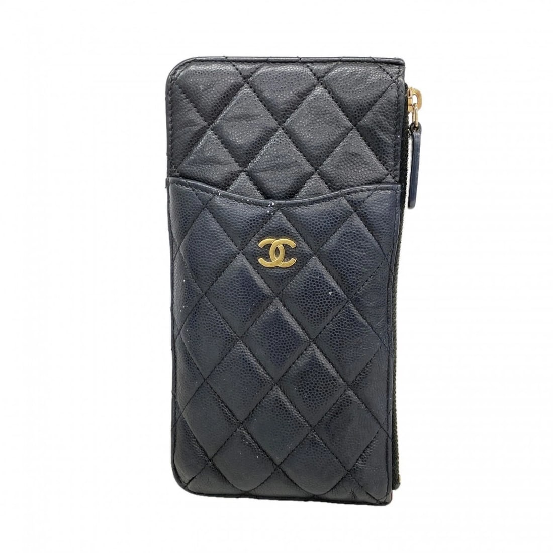 CHANEL MATELASSÉ LONG WALLET, CAVIARSKINLEATHER: Chanel Matelassé Long Wallet, CaviarSkinLeather Brand: Chanel Type/Style: Type Long wallet (bi-fold) Material: Grained Calfskin Color: Black Size: (HxWxD) 19.5cm x 10cm x 2cm / 7.67'' x 3.93'' x 0.78
