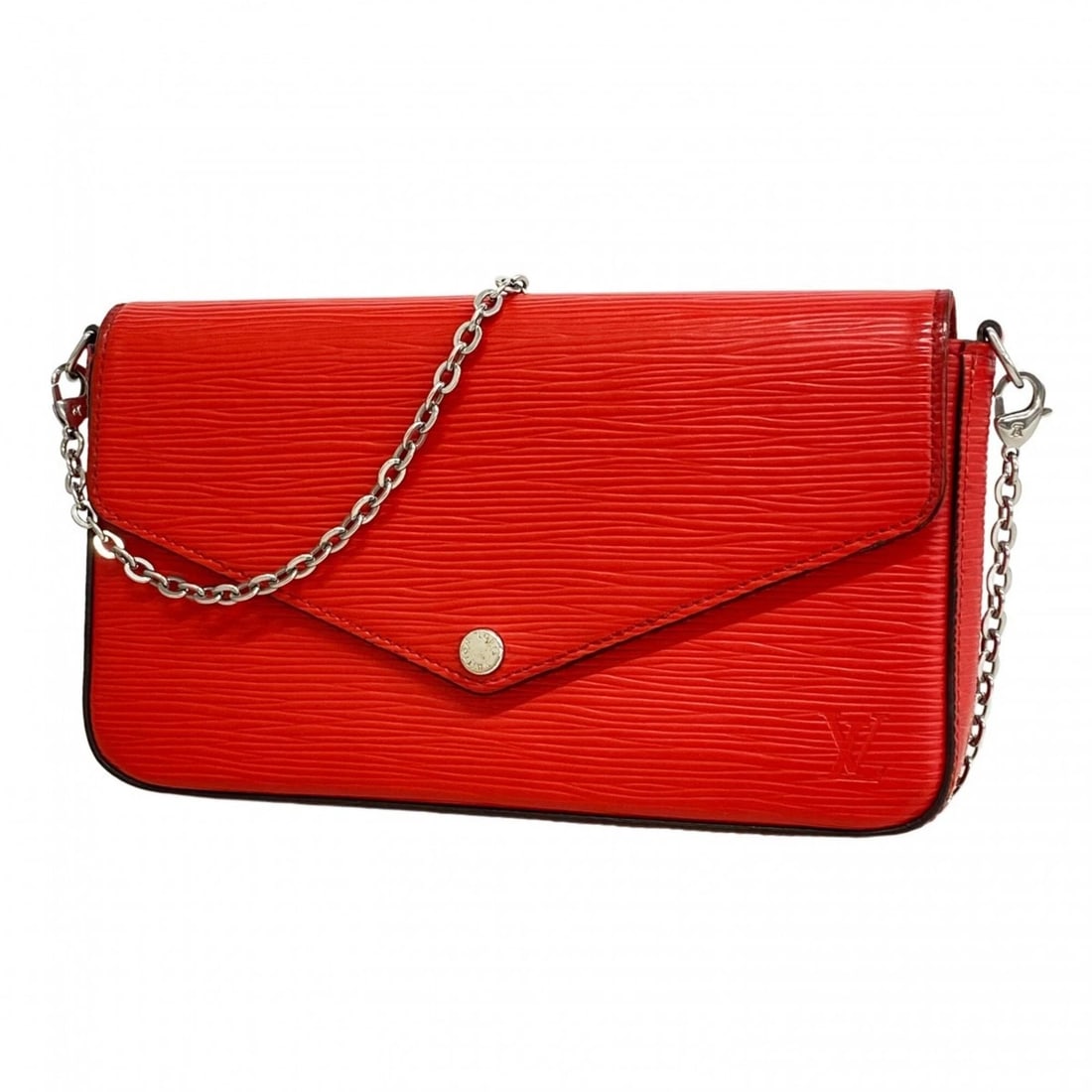 LOUIS VUITTON EPI LEATHER POCHETTE FELICIE COQUELICOT: Louis Vuitton Epi Leather Pochette Felicie Coquelicot Brand: Louis Vuitton Type/Style: Type Chain/Shoulder wallet Material: none Color: Coquelicots Size: (HxWxD) 11.5cm x 21cm x 3cm / 4.52'' x 8.26'' 