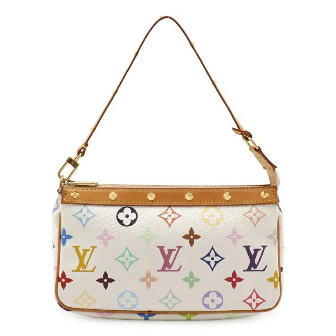 LOUIS VUITTON MONOGRAM MULTICOLOR POCHETTE ACCESSOIR: Louis Vuitton Monogram Multicolor Pochette Accessoir Brand: Louis Vuitton Type/Style: Handbag, Pochette Material: Monogram Multicolore Color: Blanc Size: (HxWxD) 12.5cm x 21.5cm x 4cm / 4.92'' x