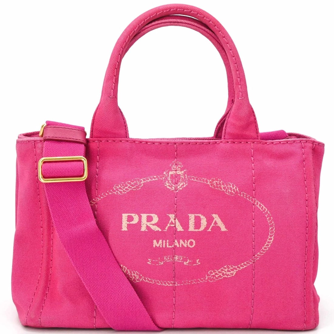 PRADA CANAPA 28 HANDBAG SHOULDER BAG CANVAS: PRADA Canapa 28 Handbag Shoulder Bag Canvas Brand: Prada Type/Style: Handbag, Shoulder bag Material: Canvas Color: Pink Size: (HxWxD) 18cm x 28cm x 14cm / 7.08'' x 11.02'' x 5.51'' Accessories: None