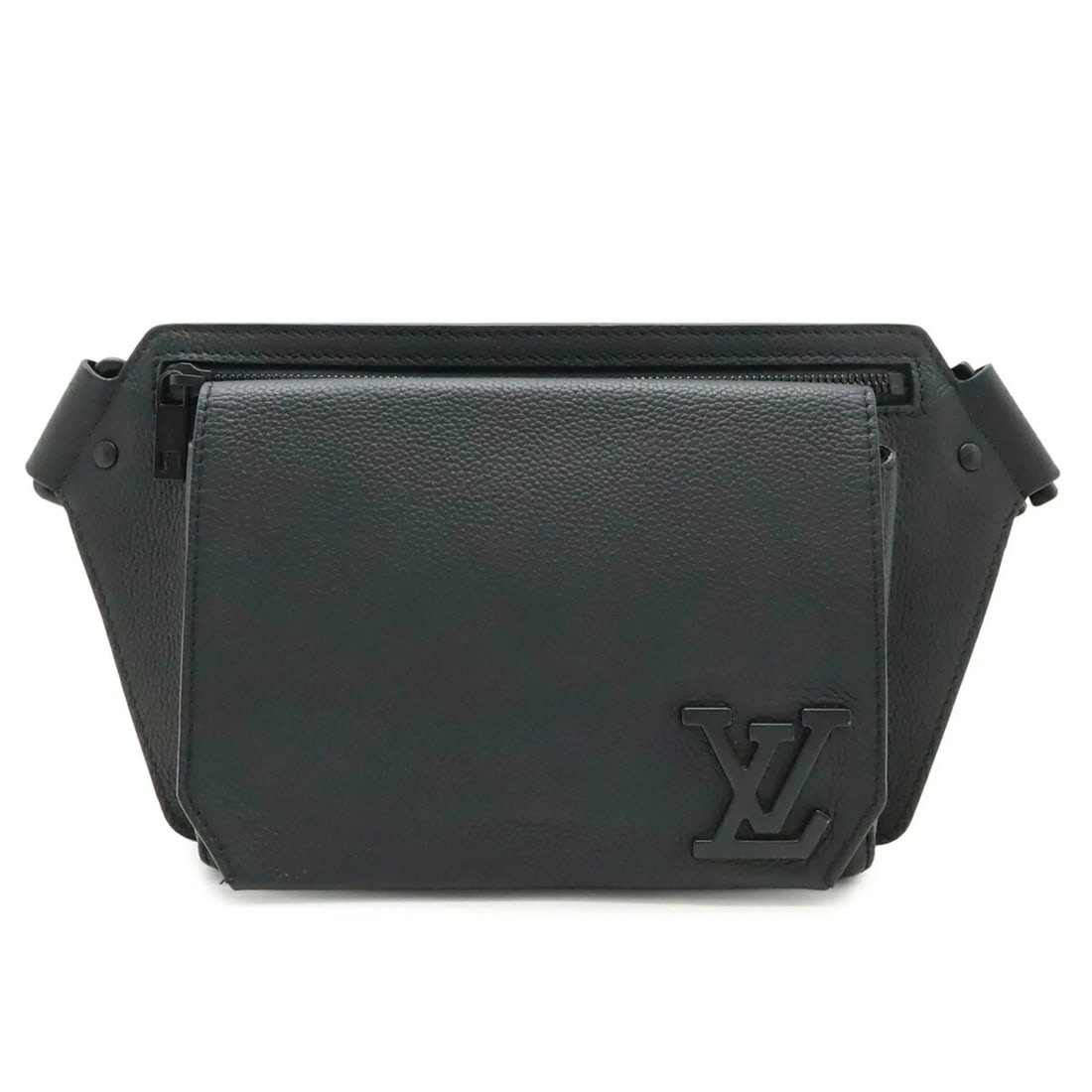 LOUIS VUITTON LV AEROGRAM TAKEOFF SLING BUM BAG: LOUIS VUITTON LV Aerogram Takeoff Sling Bum Bag Brand: Louis Vuitton Type/Style: Fanny pack, Sling bag Material: Leather Color: Black, Noir Size: (HxWxD) 15.5cm x 29.5cm x 3.5cm / 6.1'' x 11.61'' x 1.