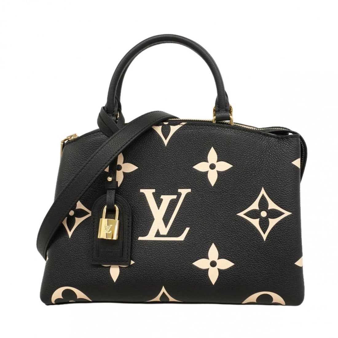 LOUIS VUITTON MONOGRAM EMPREINTE BICOLOR PETIT PALAIS PM HANDBAG: Louis Vuitton Monogram Empreinte Bicolor Petit Palais PM Handbag Brand: Louis Vuitton Type/Style: Handbag Material: none Color: Beige, Black Size: (HxWxD) 21cm x 29cm x 12cm / 8.26'' x 11.41'' x