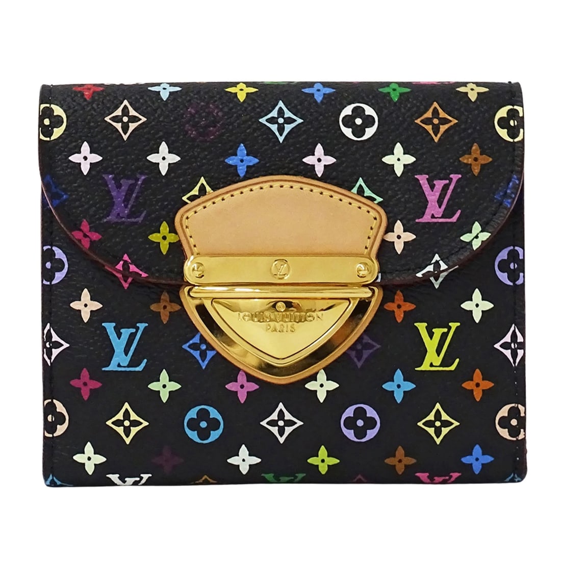 LOUIS VUITTON MONOGRAM MULTICOLORE WOMEN'S BIFOLD WALLET: Louis Vuitton Monogram Multicolore Women's Bifold Wallet Brand: Louis Vuitton Type/Style: Type Wallet (bi-fold) Material: Monogram Multicolore Color: Black, Multi-color, Noir, Purple, Violet Size: