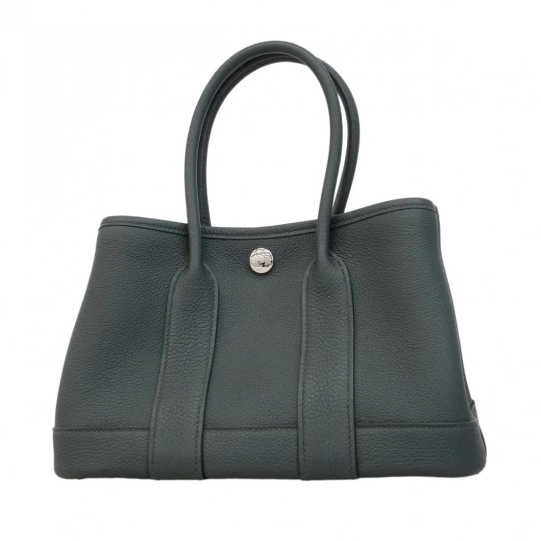 HERMES GARDEN 23 NEGONDA VERT MANGROVE HANDBAG: Hermes Garden 23 Negonda Vert Mangrove Handbag Brand: Hermes Type/Style: Handbag Material: Negonda leather Color: Gray Size: (HxWxD) 15.5cm x 23.5cm x 12cm / 6.1'' x 9.25'' x 4.72'' Accessories: None