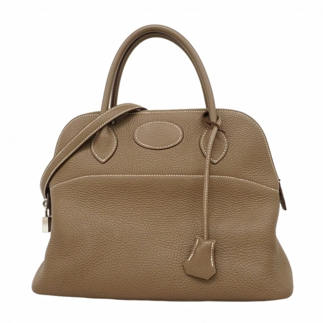 HERMES BOLIDE 31 HANDBAG, TAURILLON CLEMENCE LEATHER: Hermes Bolide 31 handbag, Taurillon Clemence leather Brand: Hermes Type/Style: Handbag Material: Taurillon clemence leather Color: Etoupe gray Size: (HxWxD) 24cm x 31cm x 12.5cm / 9.44'' x 12.2'' x