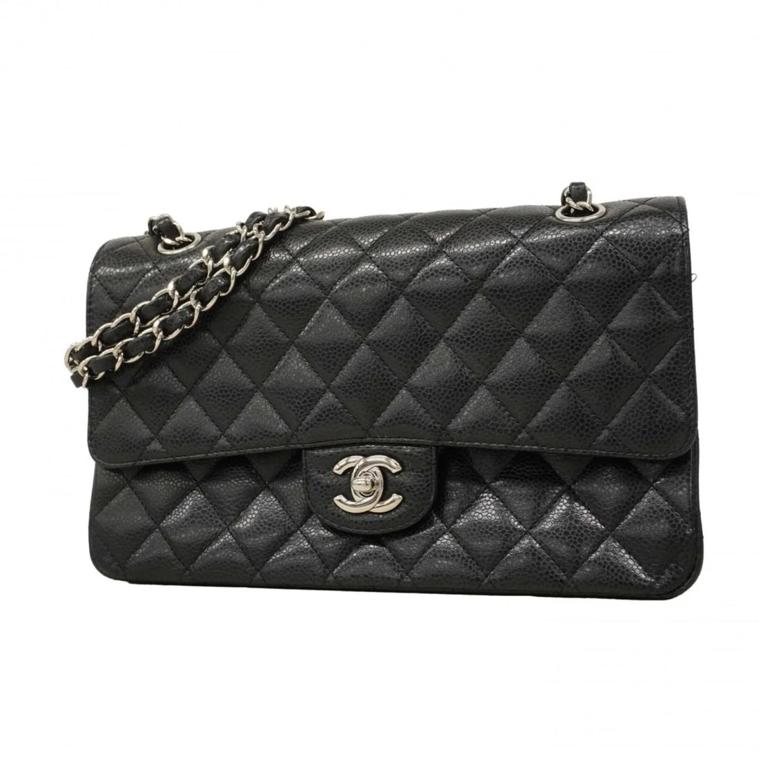 CHANEL MATELASSÉ SHOULDER BAG, DOUBLE FLAP, CHAIN: Chanel Matelassé Shoulder Bag, Double Flap, Chain Brand: Chanel Type/Style: Shoulder bag Material: Grained Calfskin Color: Black Size: (HxWxD) 17cm x 25.5cm x 6.5cm / 6.69'' x 10.03'' x 2.55'' Acc