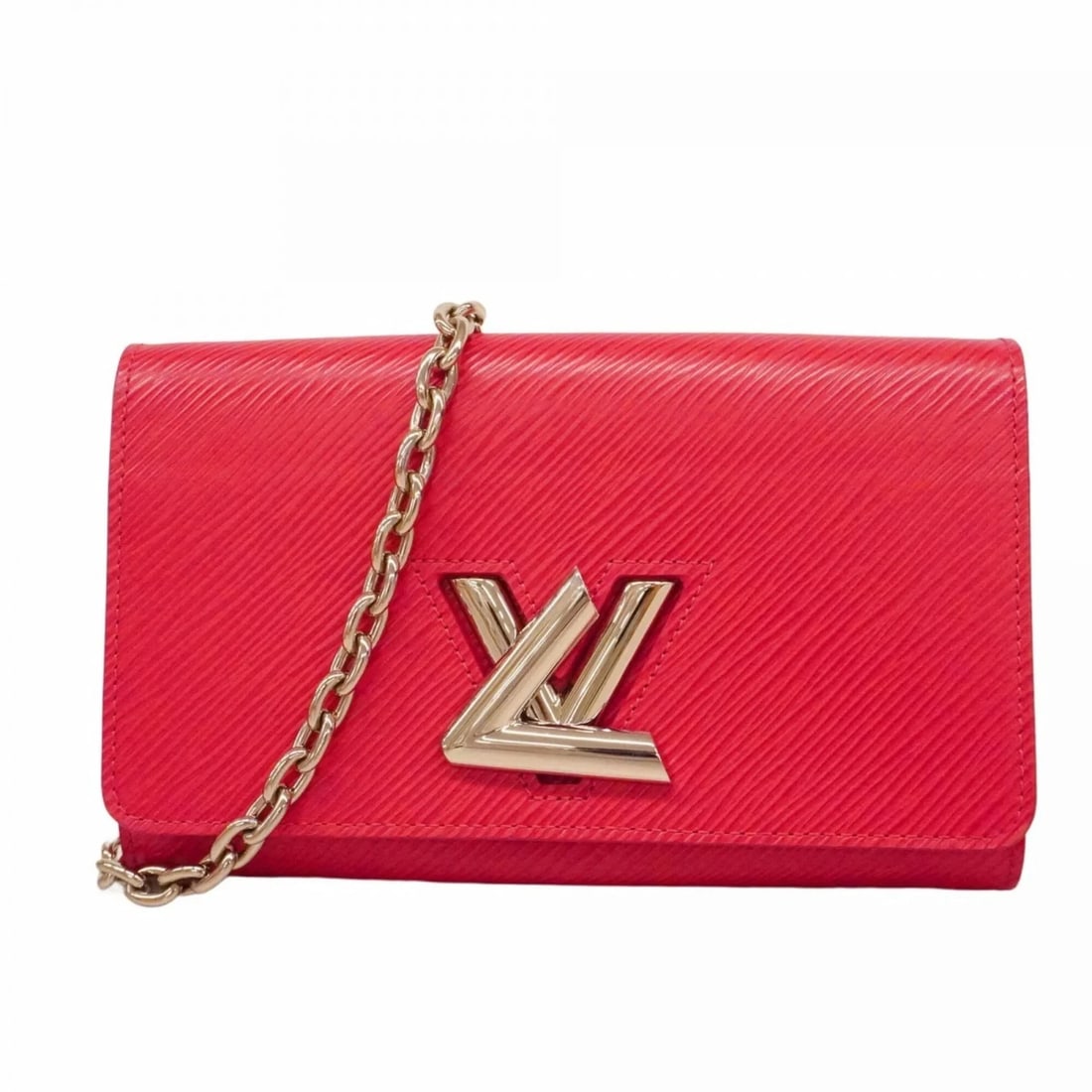 LOUIS VUITTON EPI LEATHER PORTEFEUILLE TWIST CHAIN WALLET,: Louis Vuitton Epi Leather Portefeuille Twist Chain Wallet, Brand: Louis Vuitton Type/Style: Type Chain/Shoulder wallet Material: none Color: Freesia Size: (HxWxD) 12cm x 19cm x 3.5cm / 4.72'' x