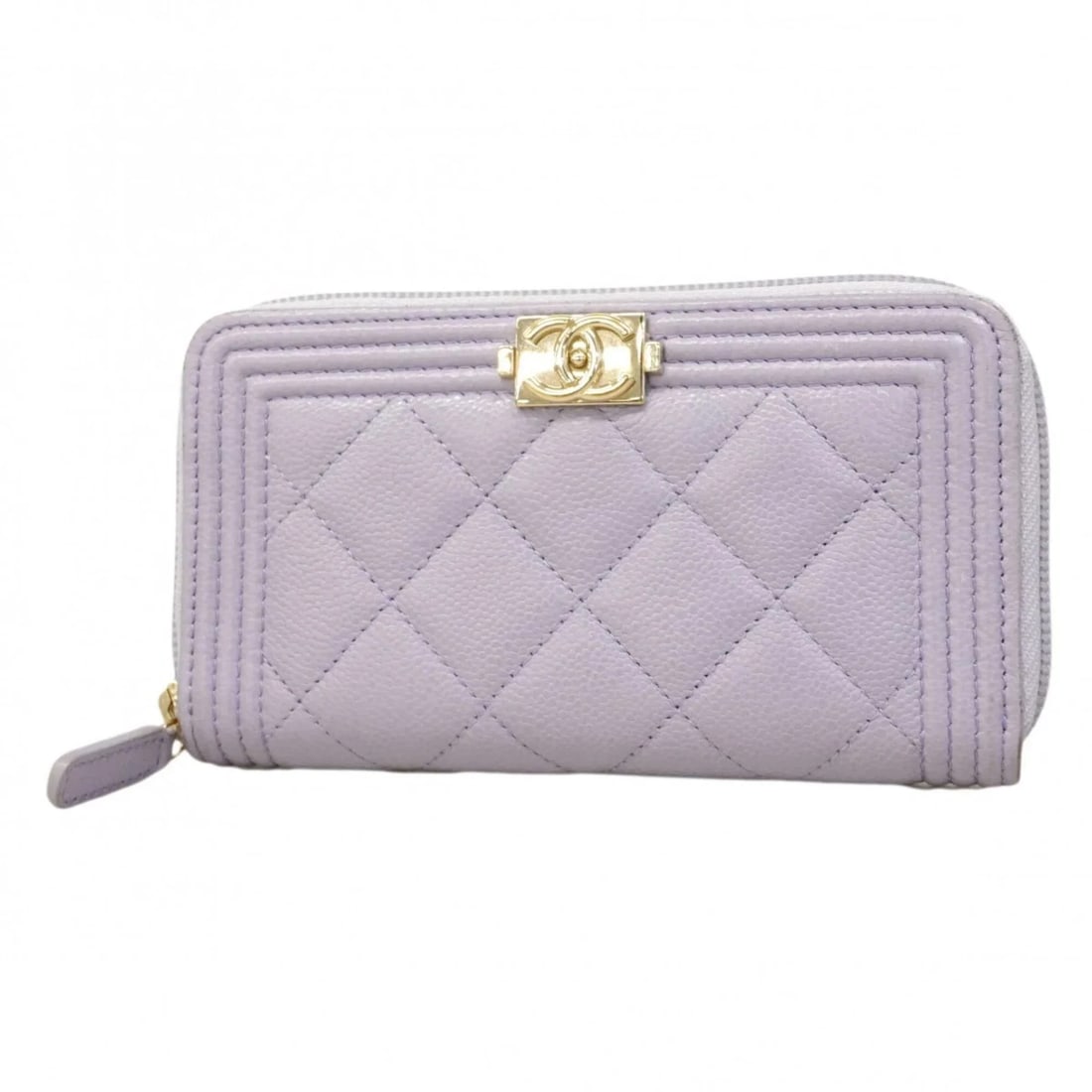CHANEL BOY WALLET, CAVIARSKINLEATHER, PURPLE CHAMPAGNE: Chanel Boy wallet, CaviarSkinleather, purple champagne Brand: Chanel Type/Style: Type Wallet (bi-fold) Material: Grained Calfskin Color: Purple Size: (HxWxD) 9cm x 15cm x 2cm / 3.54'' x 5.9'' x