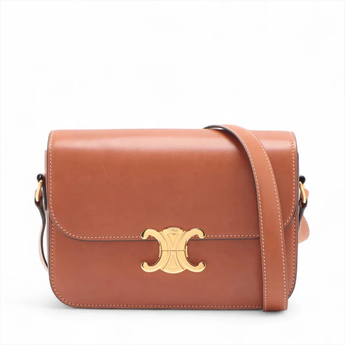 CELINE TRIOMPHE LEATHER SHOULDER BAG BROWN, SHOULDER BAG (1 of 6)