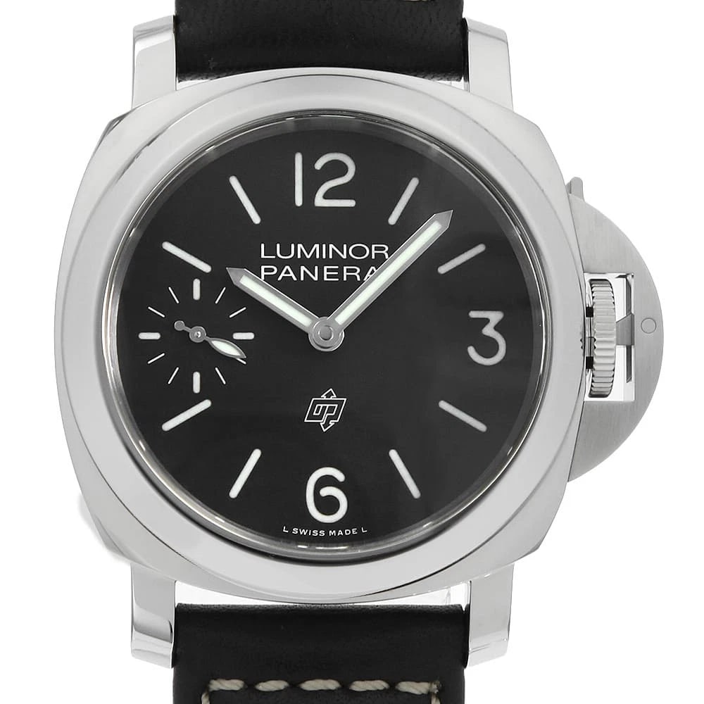 PANERAI LUMINOR LOGO WATCH: PANERAI Luminor logo Watch Brand: PANERAI Type: Wrist watch Material: Band Material Calfskin, Case Material Stainless Steel Color: Dial color Black Size: Case:W44mm Accessories: None Accessories