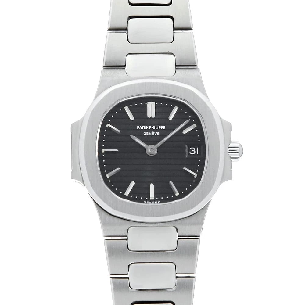 PATEK PHILIPPE NAUTILUS WATCH: PATEK PHILIPPE Nautilus Watch Brand: PATEK PHILIPPE Type: Wrist watch Material: Band Material Stainless Steel, Case Material Stainless Steel Color: Dial color Black Size: Case:W26mm Circumference of