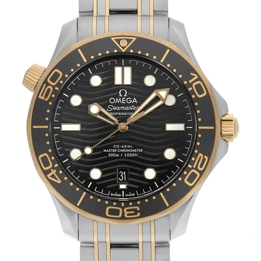 OMEGA SEAMASTER DIVER CO-AXIAL CHRONOMETER WATCH: OMEGA Seamaster Diver Co-Axial Chronometer Watch Brand: OMEGA Type: Wrist watch Material: Band Material Stainless Steel/Yellow Gold, Case Material Stainless Steel/Yellow Gold Color: Dial color Black
