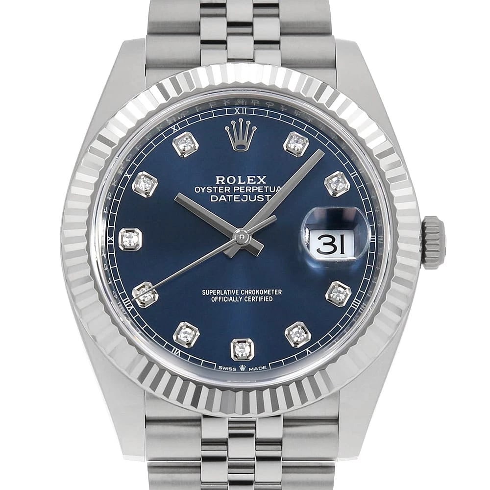 ROLEX DATEJUST DIAMOND BLUE ROW JUBILEE BRACELET WATCH: ROLEX Datejust diamond blue row jubilee bracelet Watch Brand: ROLEX Type: Wrist watch Material: Band Material Stainless Steel, Case Material Stainless Steel/White gold Color: Dial color Blue Size: Cas