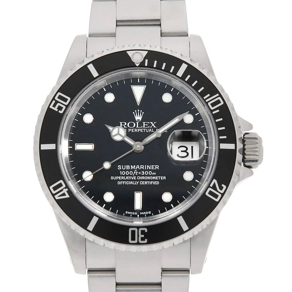 ROLEX SUBMARINER DATE BLACK WATCH: ROLEX SUBMARINER Date black Watch Brand: ROLEX Type: Wrist watch Material: Band Material Stainless Steel, Case Material Stainless Steel Color: Dial color Black Size: Case:W40mm Circumference of Wrist: