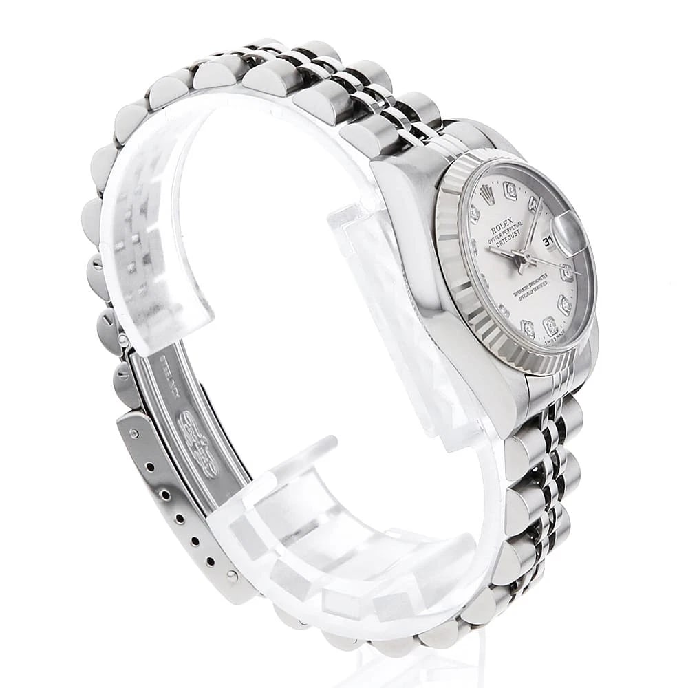 ROLEX DATEJUST DIAMOND SILVER WATCH - 3