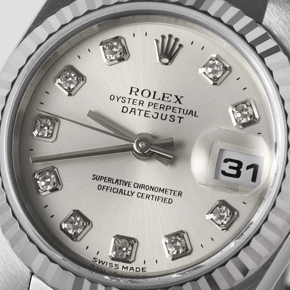 ROLEX DATEJUST DIAMOND SILVER WATCH - 4