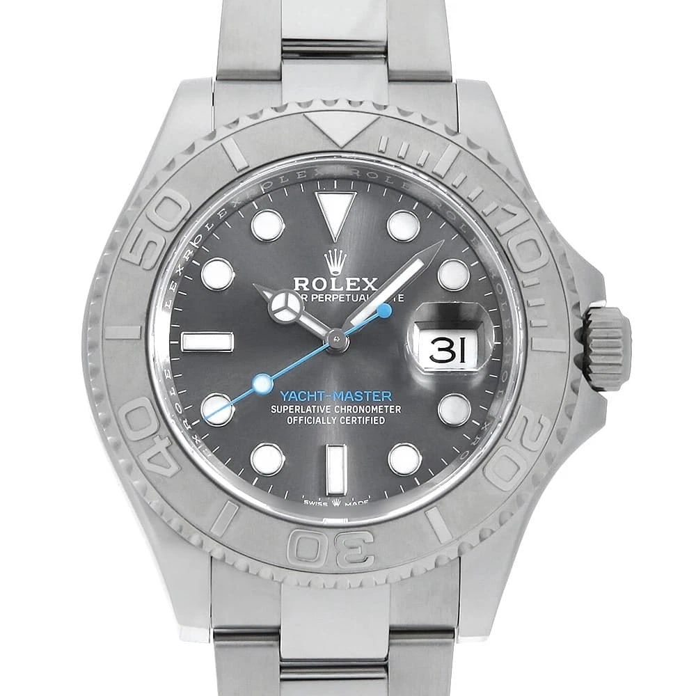 ROLEX YACHT MASTER SLATE WATCH: ROLEX Yacht master slate Watch Brand: ROLEX Type: Wrist watch Material: Band Material Stainless Steel, Case Material Stainless Steel/Platinum Color: Dial color Slate Size: Case:W40mm Circumference of 