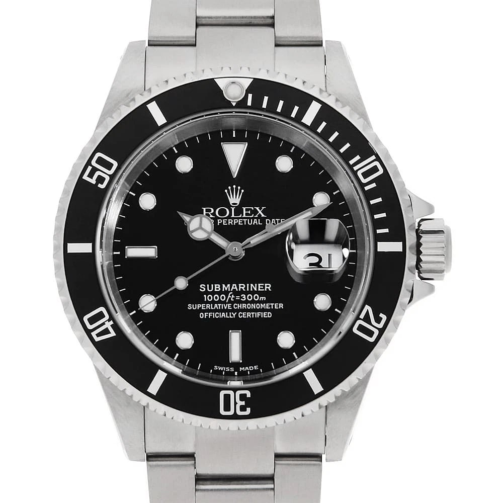 ROLEX SUBMARINER DATE BLACK WATCH: ROLEX SUBMARINER Date black Watch Brand: ROLEX Type: Wrist watch Material: Band Material Stainless Steel, Case Material Stainless Steel Color: Dial color Black Size: Case:W40mm Circumference of Wrist: