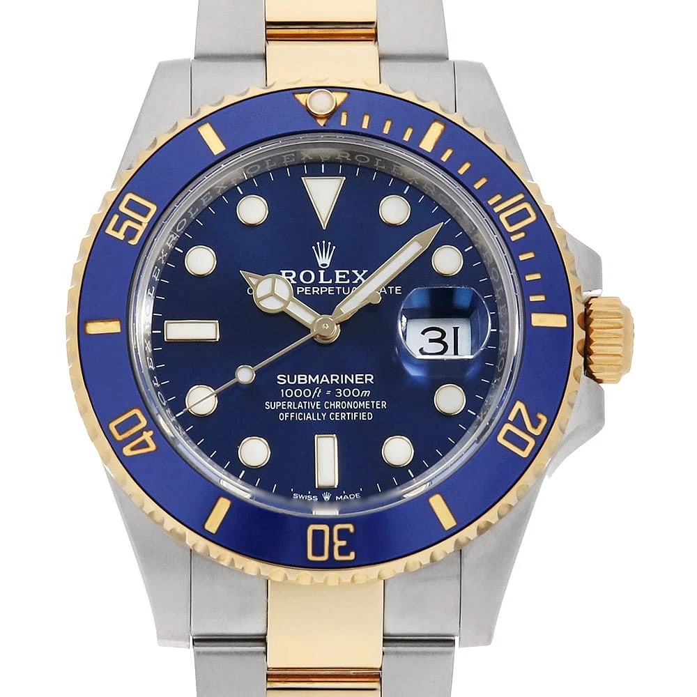 ROLEX SUBMARINER DATE BLUE WATCH: ROLEX SUBMARINER Date blue Watch Brand: ROLEX Type: Wrist watch Material: Band Material Stainless Steel/Yellow Gold, Case Material Stainless Steel/Yellow Gold Color: Dial color Blue Size: Case:W41mm