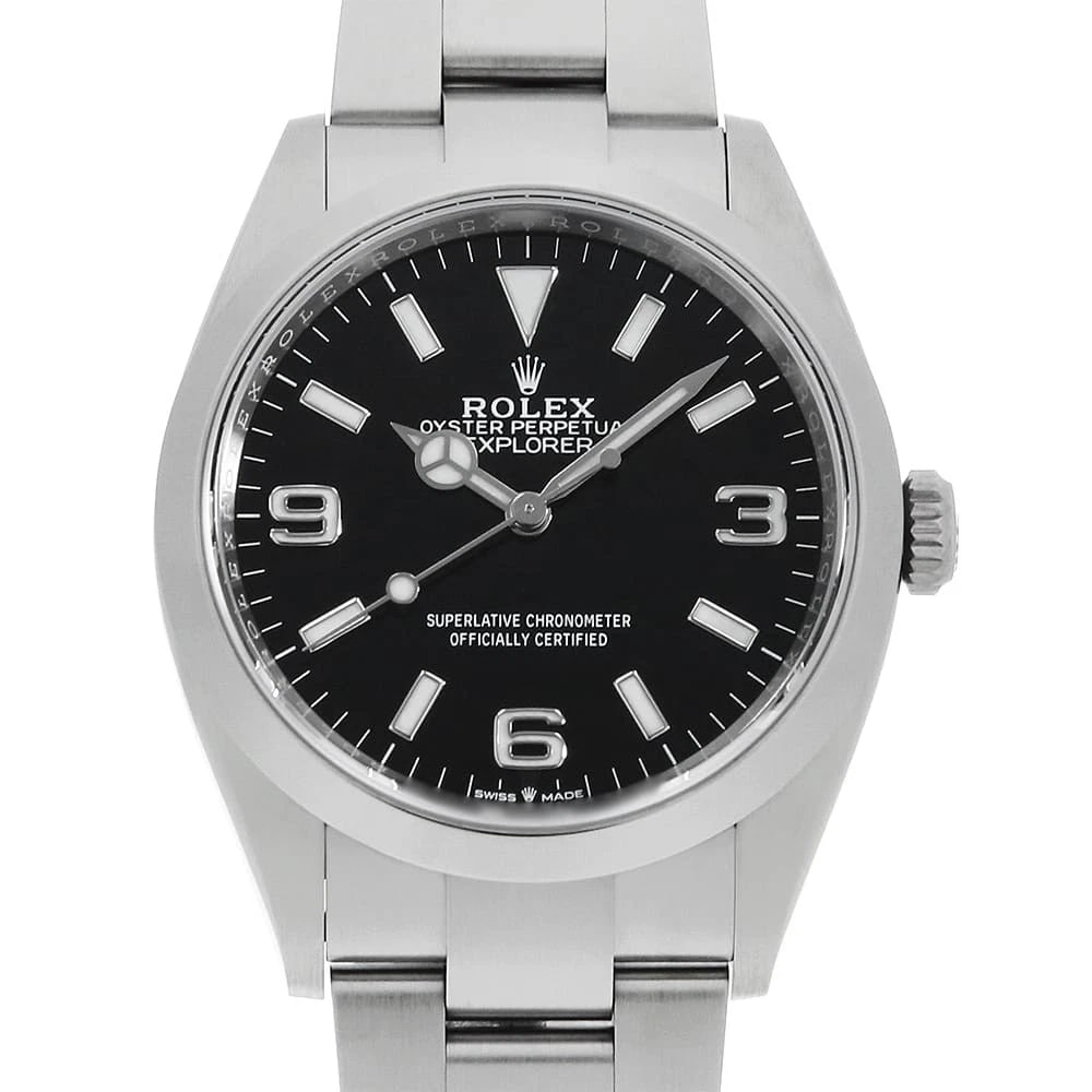 ROLEX EXPLORER BLACK WATCH: ROLEX Explorer black Watch Brand: ROLEX Type: Wrist watch Material: Band Material Stainless Steel, Case Material Stainless Steel Color: Dial color Black Size: Case:W36mm Circumference of Wrist:18.5cm 