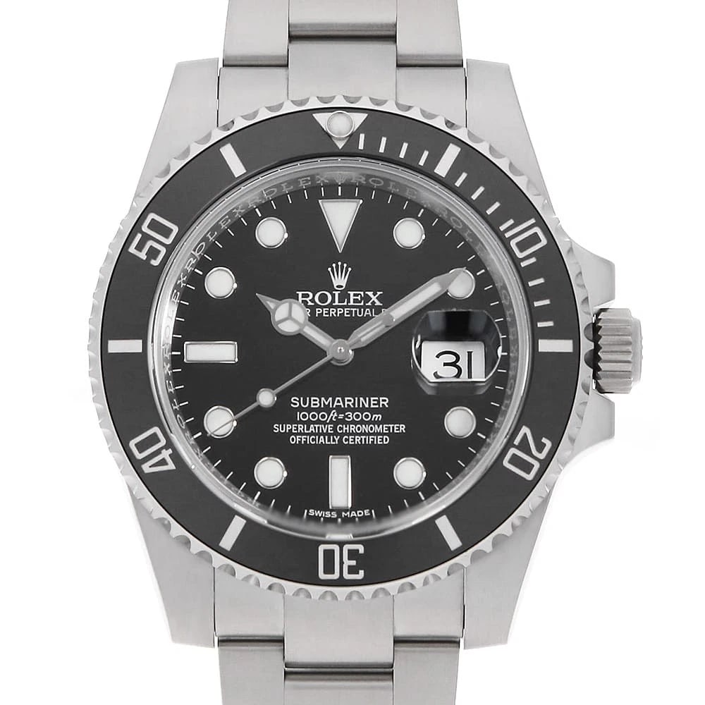 ROLEX SUBMARINER DATE BLACK WATCH: ROLEX SUBMARINER Date black Watch Brand: ROLEX Type: Wrist watch Material: Band Material Stainless Steel, Case Material Stainless Steel Color: Dial color Black Size: Case:W40mm Circumference of Wrist: