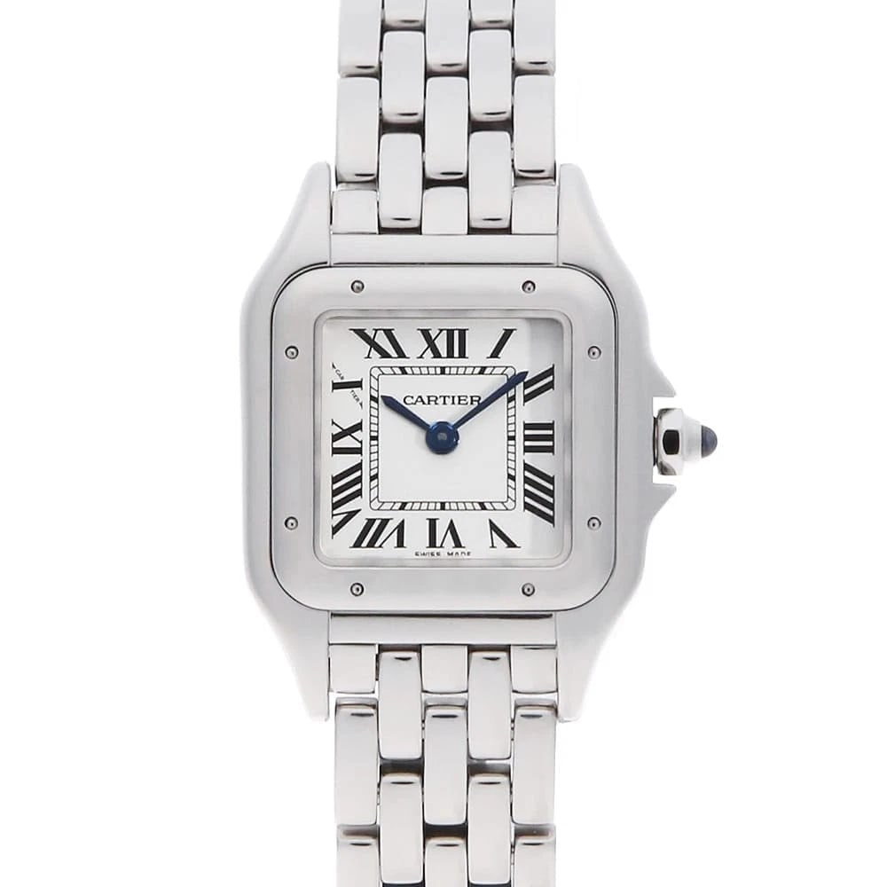 CARTIER PANTHERE STAINLESS STEEL WATCH: Cartier PANTHERE Stainless Steel Watch Brand: Cartier Type: Wrist watch Material: Band Material Stainless Steel, Case Material Stainless Steel Color: Dial color Silver Size: Case:W30mm x H22mm Circumf