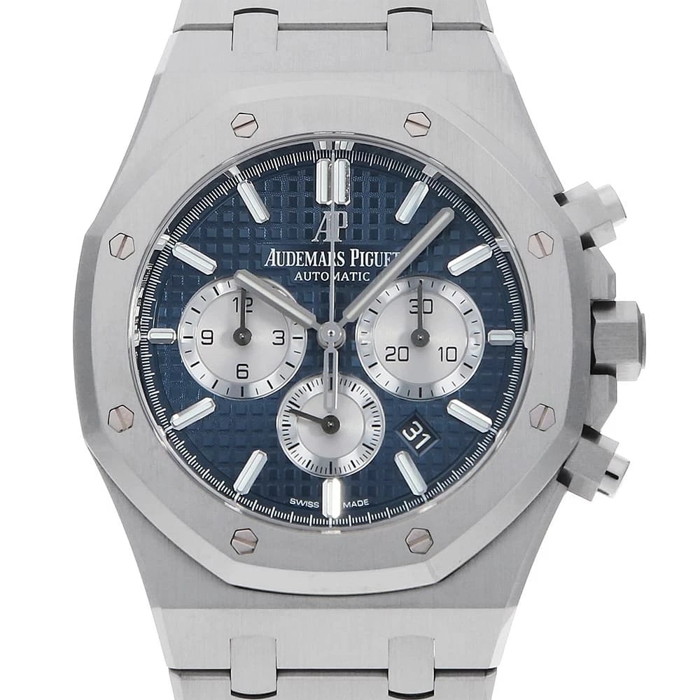 AUDEMARS PIGUET ROYAL OAK CHRONOGRAPH WATCH: AUDEMARS PIGUET Royal Oak Chronograph Watch Brand: AUDEMARS PIGUET Type: Wrist watch Material: Band Material Stainless Steel, Case Material Stainless Steel Color: Dial color Blue Size: Case:W41mm Circ