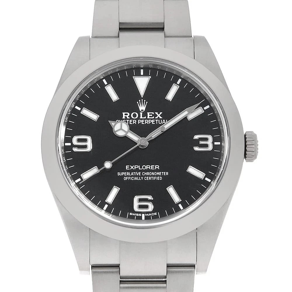 ROLEX EXPLORER WHITE BLACK WATCH: ROLEX Explorer White black Watch Brand: ROLEX Type: Wrist watch Material: Band Material Stainless Steel, Case Material Stainless Steel Color: Dial color Black Size: Case:W39mm Circumference of Wrist:1
