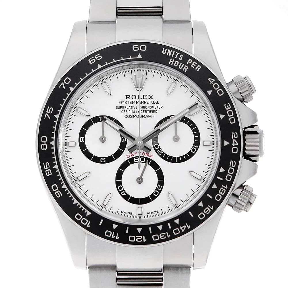 ROLEX COSMOGRAPH DAYTONA WHITE WATCH: ROLEX Cosmograph Daytona white Watch Brand: ROLEX Type: Wrist watch Material: Band Material Stainless Steel, Case Material Stainless Steel Color: Dial color White Size: Case:W40mm Circumference of