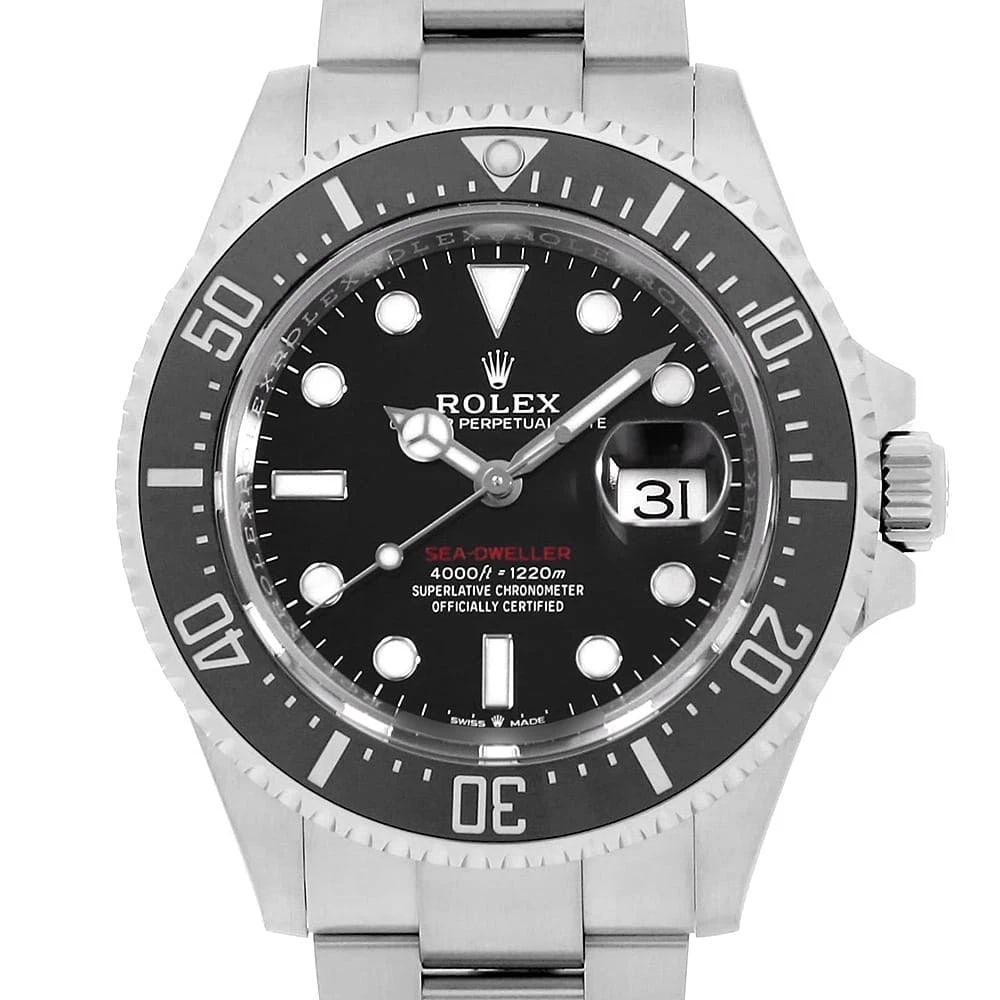 ROLEX SEA-DWELLER BLACK WATCH: ROLEX SEA-DWELLER black Watch Brand: ROLEX Type: Wrist watch Material: Band Material Stainless Steel, Case Material Stainless Steel Color: Dial color Black Size: Case:W43mm Circumference of