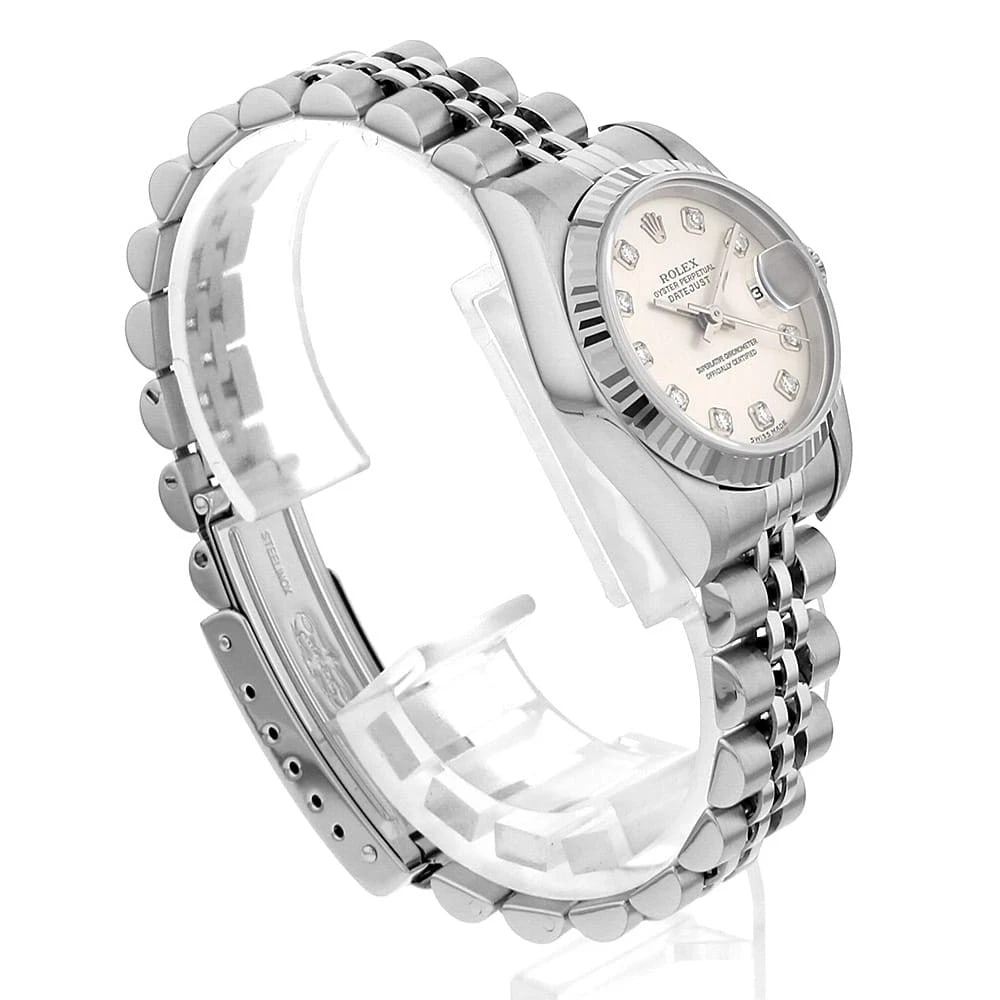 ROLEX DATEJUST DIAMOND SILVER WATCH - 3