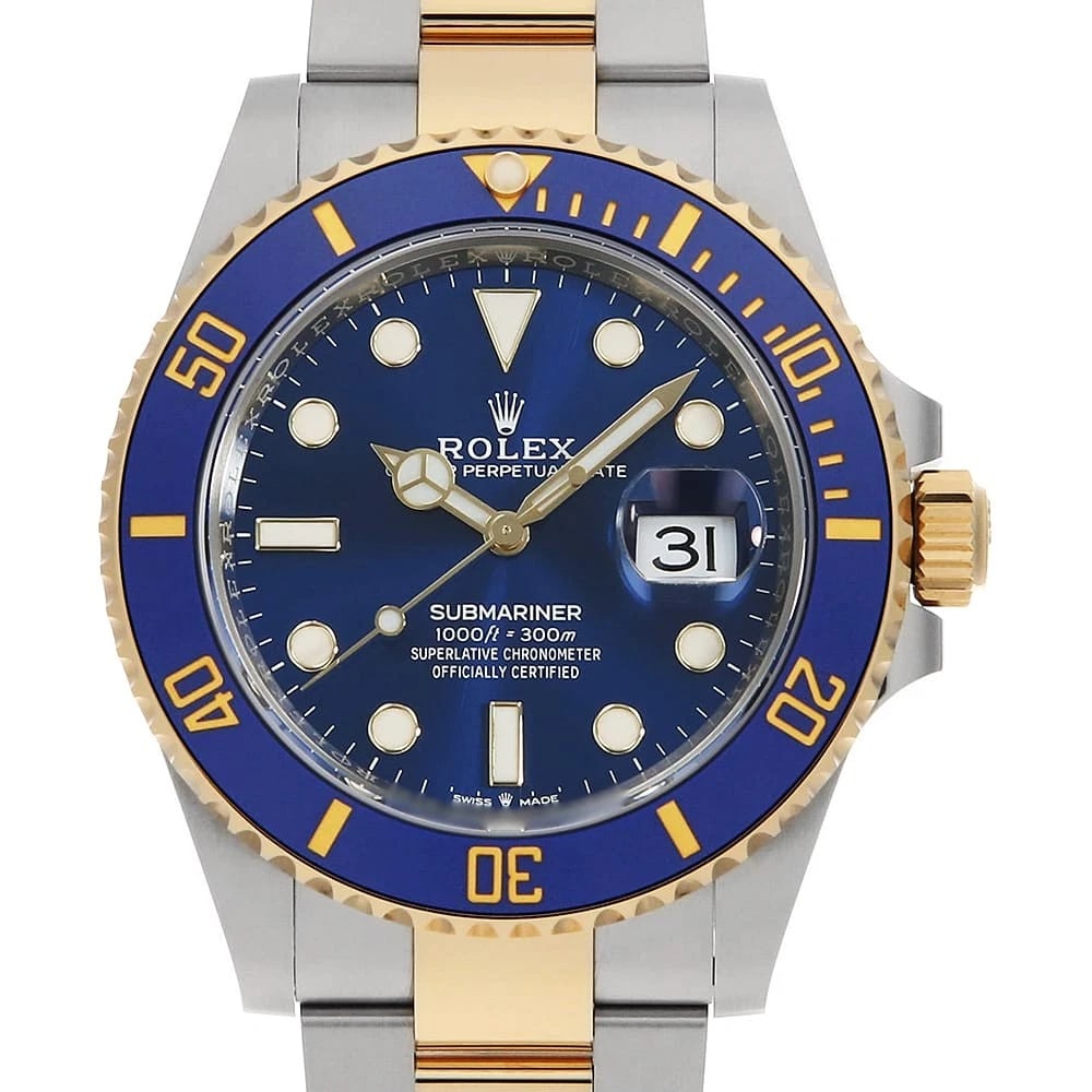 ROLEX SUBMARINER DATE BLUE WATCH: ROLEX SUBMARINER Date blue Watch Brand: ROLEX Type: Wrist watch Material: Band Material Stainless Steel/Yellow Gold, Case Material Stainless Steel/Yellow Gold Color: Dial color Blue Size: Case:W41mm