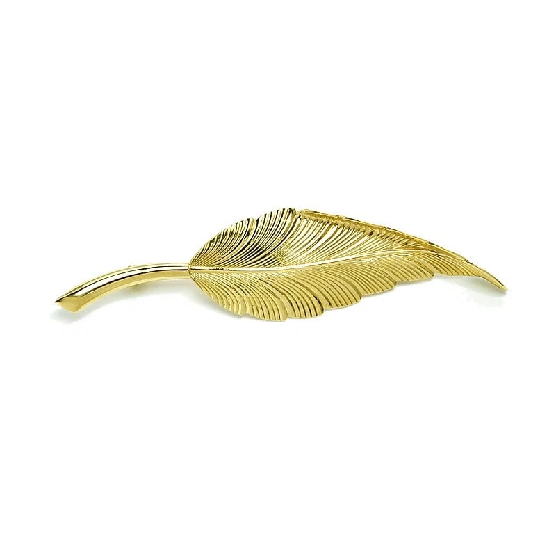 TIFFANY & CO. LEAF MOTIF BROOCH: Tiffany & Co. Leaf Motif Brooch Brand: Tiffany & Co. Type/Style: Brooche Material: K14YG Color: YG Size: Size Motif 61.3mm x 15.3mm Accessories: None Accessories Notice: When purchasing pre-owned