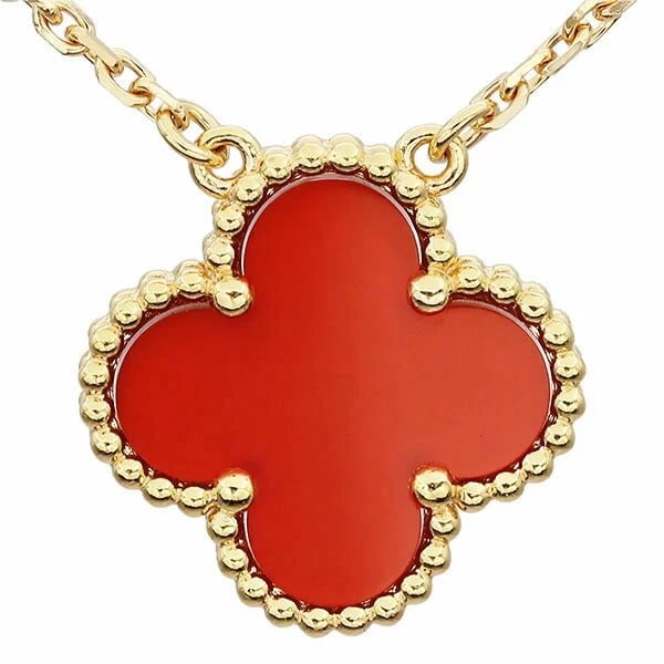 VAN CLEEF & ARPELS ALHAMBRA CARNELIAN NECKLACE: Van Cleef & Arpels Alhambra Carnelian Necklace Brand: Van Cleef & Arpels Type/Style: Necklace Material: K18YG, Main Stone/Creation Carnelian Color: YG Size: Length: Approx. 37cm/42cm Top: Approx. W15m
