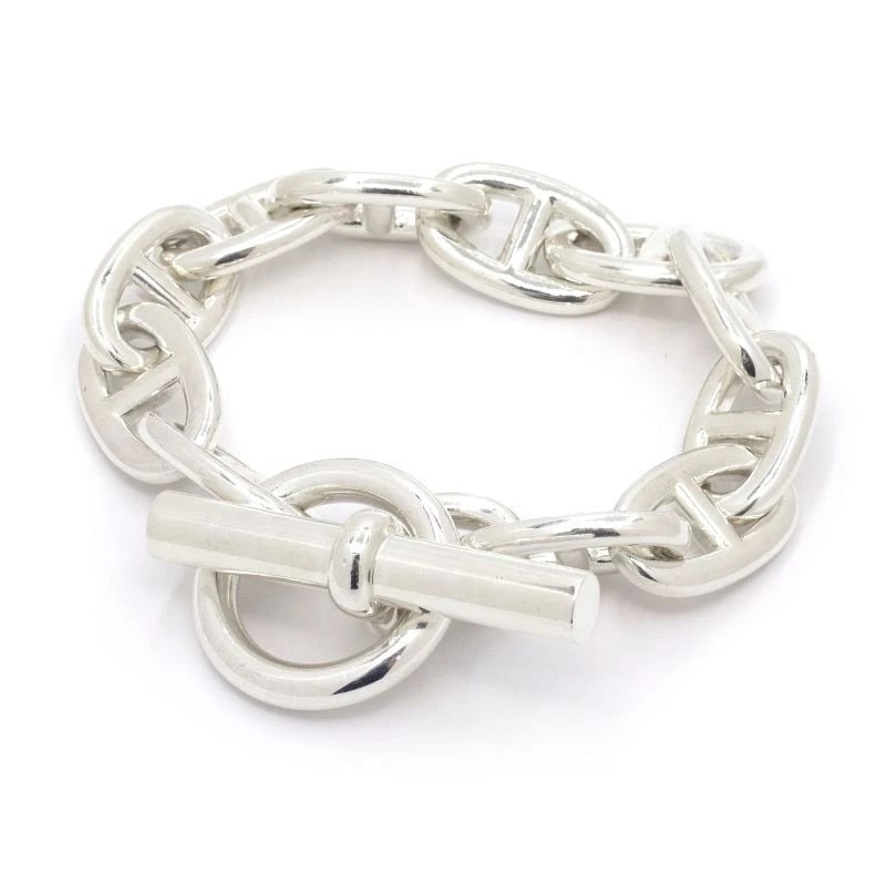 HERMES CHAINE D'ANCLE BRACELET TGM: Hermes Chaine d'Ancle Bracelet TGM Brand: Hermes Type/Style: Bracelet Material: SV925 Color: None Size: Size Inner circumference approx. 16.5cm 14.1mm x 23.6mm per chain Accessories: None Accessories
