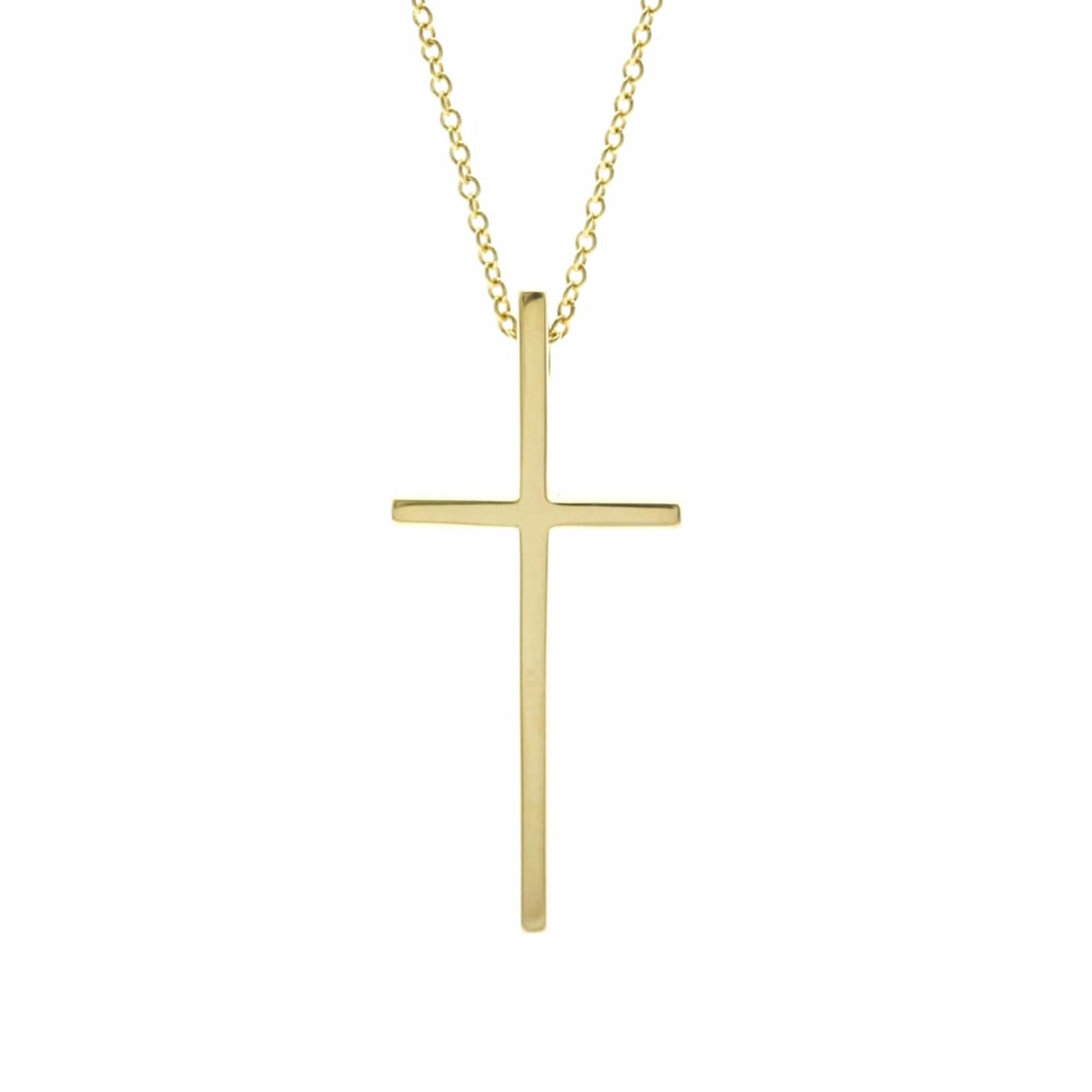 TIFFANY&CO. K18YG YELLOW GOLD UNISEX PENDANT NECKLACE: TIFFANY&CO. K18YG YELLOW GOLD UNISEX PENDANT NECKLACE Brand: Tiffany & Co. Type/Style: NECKLACE Material: K18YG Color: Yellow Gold Size: Neck circumference: 42 cm Pendant height x width: 30.6 mm x 13.