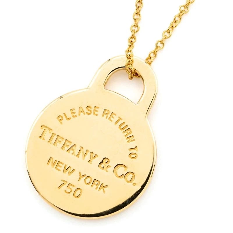 TIFFANY&CO. RETURN TO ROUND PENDANT K18YG NECKLACE: TIFFANY&CO. RETURN TO ROUND PENDANT K18YG NECKLACE Brand: Tiffany & Co. Type/Style: NECKLACE Material: 18K,YG Color: Yellow Gold Size: Effective length: 40cm Chain width: 0.8mm Motif: 15.2mm x 20.1mm 