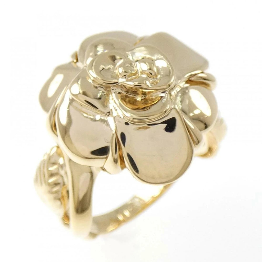 CHANEL CAMELLIA RING AU750 18K YELLOW GOLD: CHANEL CAMELLIA RING AU750 18K YELLOW GOLD Brand: Chanel Type/Style: Ring Material: 18K YELLOW GOLD Color: Yellow Gold Size: US6.5 Accessories: None Accessories Notice: When purchasing pre