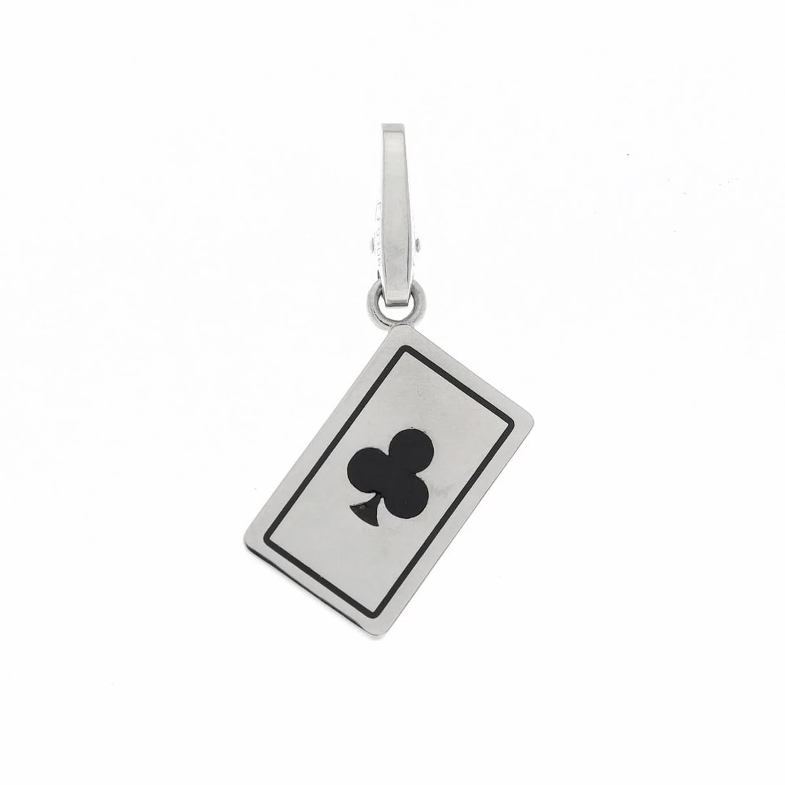 CARTIER CLOVER CHARM PENDANT TOP AU750 18K WHITE GOLD: CARTIER CLOVER CHARM PENDANT TOP AU750 18K WHITE GOLD Brand: Cartier Type/Style: PENDANT TOP Material: 18K WHITE GOLD Color: White Gold Size: Top size: W10mm x H15.5mm Accessories: None Ac