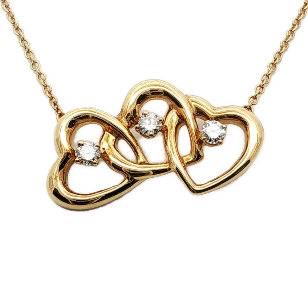 TIFFANY & CO. TRIPLE HEART DIAMOND NECKLACE K18YG YELLOW GOLD: TIFFANY & CO. TRIPLE HEART DIAMOND NECKLACE K18YG YELLOW GOLD Brand: Tiffany & Co. Type/Style: NECKLACE Material: K18YG Color: Yellow Gold Size: Top size: H12.7 mm x W23 mm x D5 mm *Including bail Bai