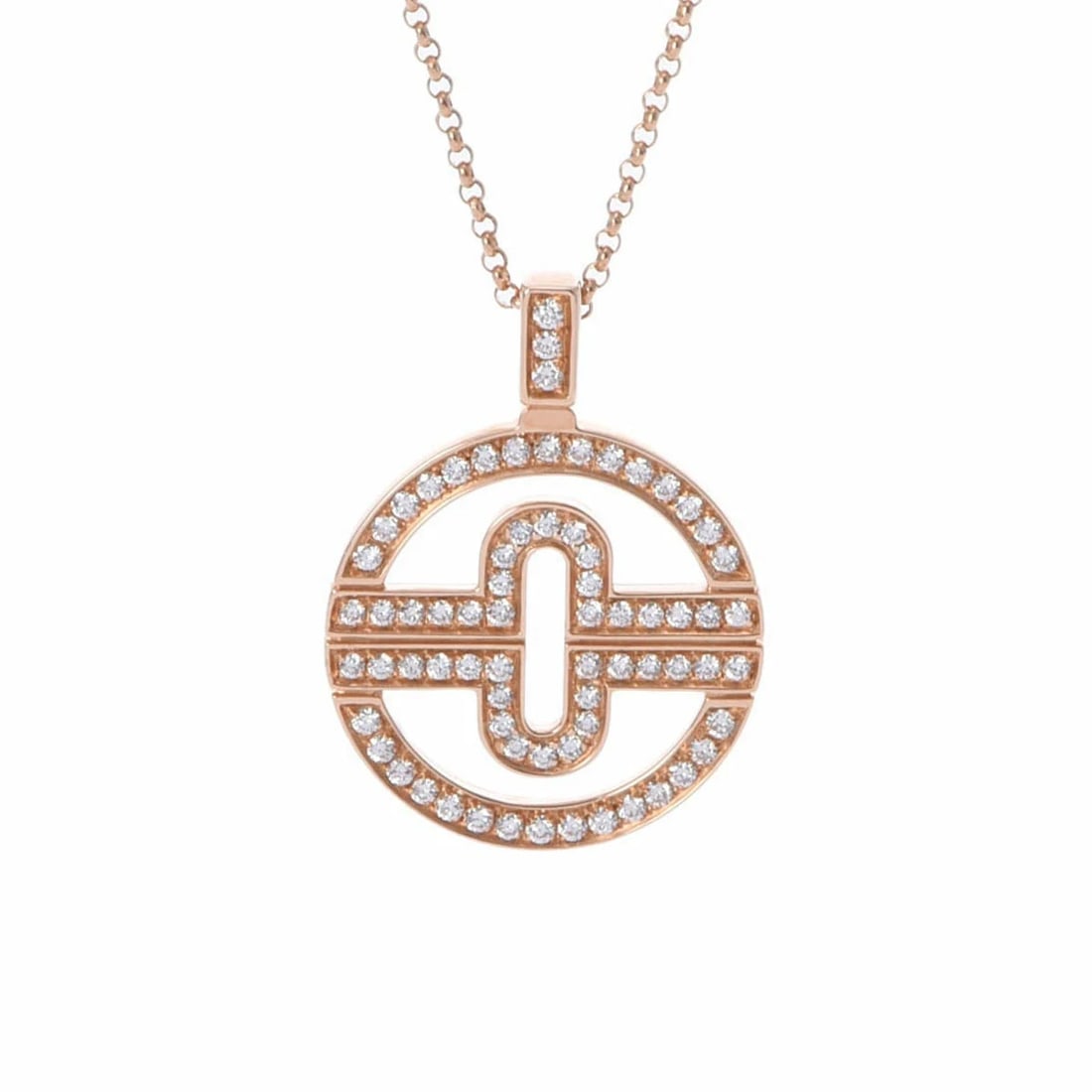 BVLGARI PARENTESI NECKLACE DIAMOND AU750 18K ROSE GOLD: BVLGARI PARENTESI NECKLACE DIAMOND AU750 18K ROSE GOLD Brand: Bvlgari Type/Style: NECKLACE Material: 18K ROSE GOLD Color: Rose Gold Size: Chain size: Approx. 40cm - 43cm Top: Approx. W19.6mm x H27.1mm