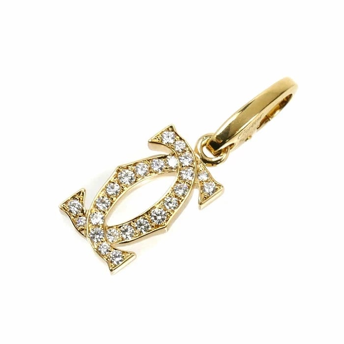 CARTIER 2C DIAMOND PENDANT TOP AU750 18K YELLOW GOLD: CARTIER 2C DIAMOND PENDANT TOP AU750 18K YELLOW GOLD Brand: Cartier Type/Style: PENDANT TOP Material: K18YG Color: Yellow Gold Size: Length: 24.8mm Width: 7.7mm Accessories: None Accessori