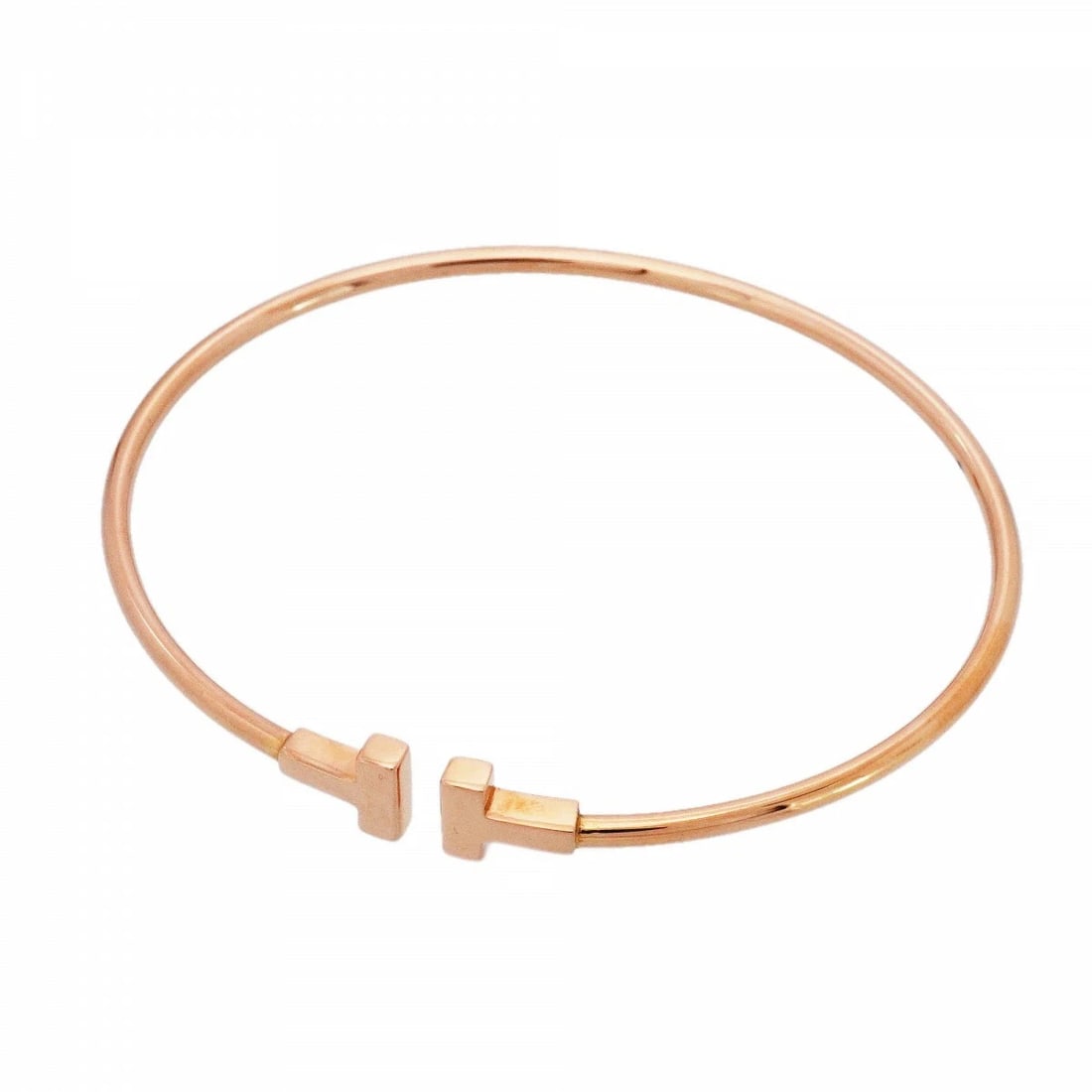 TIFFANY & CO. BANGLE T WIRE NARROW K18RG ROSE GOLD (1 of 5)