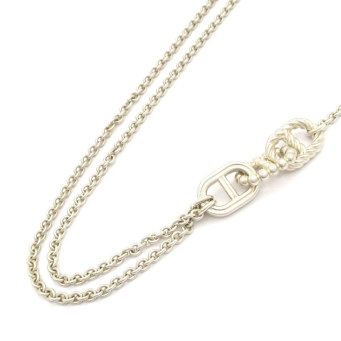 HERMES PARADE CHAINE D'ANCRE NECKLACE STERLING SILVER: HERMES PARADE CHAINE D'ANCRE NECKLACE STERLING SILVER Brand: Hermes Type/Style: NECKLACE Material: SV925 Color: SILVER Size: Top size: 4.0cm x 1.2cm Accessories: None Accessories Notice: W