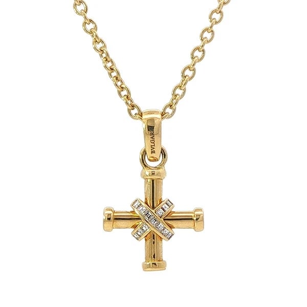 BVLGARI PASSO DOPPIO CROSS DIAMOND NECKLACE (1 of 4)