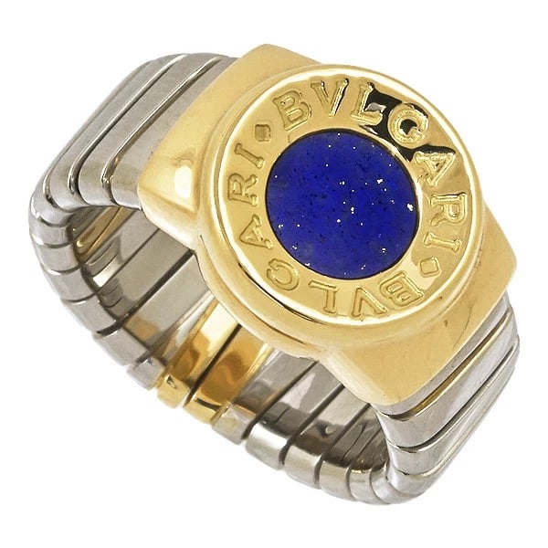 BVLGARI TUBOGAS LAPIS LAZULI RING K18YG/SS: BVLGARI TUBOGAS LAPIS LAZULI RING K18YG/SS Brand: Bvlgari Type/Style: RING Material: K18YG/SS, Main Stone/Creation LAPIS LAZULI Color: YG/SS Size: US6.25 Accessories: None Accessories Notice: When