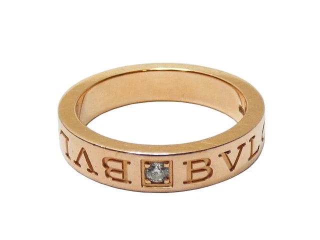 BVLGARI DOUBLE LOGO RING 1P DIAMOND AU750: BVLGARI DOUBLE LOGO RING 1P DIAMOND AU750 Brand: Bvlgari Type/Style: RING Material: 18K ROSE GOLD Color: Rose Gold Size: US6.5 Accessories: None Accessories Notice: When purchasing pre-owned goods,