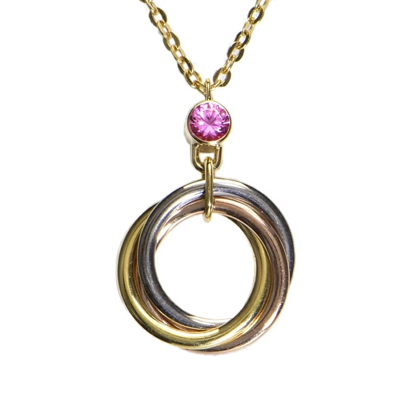 CARTIER BABY TRINITY NECKLACE K18YG WG RG: CARTIER BABY TRINITY NECKLACE K18YG WG RG Brand: Cartier Type/Style: NECKLACE Material: K18YG WG RG, Main Stone/Creation PINK SAPPHIRE Color: YG WG RG Size: Effective length: 35cm/39cm Chain width: