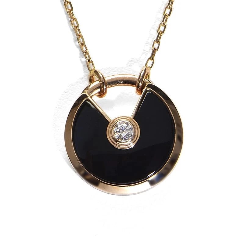 CARTIER AMULETTE NECKLACE SM K18RG ONYX 1P DIAMOND: CARTIER AMULETTE NECKLACE SM K18RG ONYX 1P DIAMOND Brand: Cartier Type/Style: NECKLACE Material: 18K ROSE GOLD, Main Stone/Creation ONYX Color: Rose Gold Size: Effective length: 60cm Chain width: 1.1m